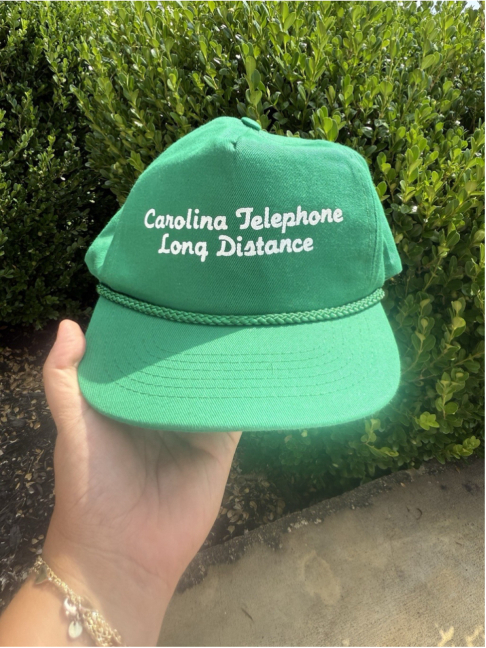VTG 90s Carolina Long Distance Telephone Western Rope Green Snapback One Size